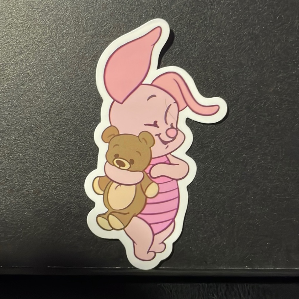 BABY PIGLET WITH TEDDY BEAR STICKER
